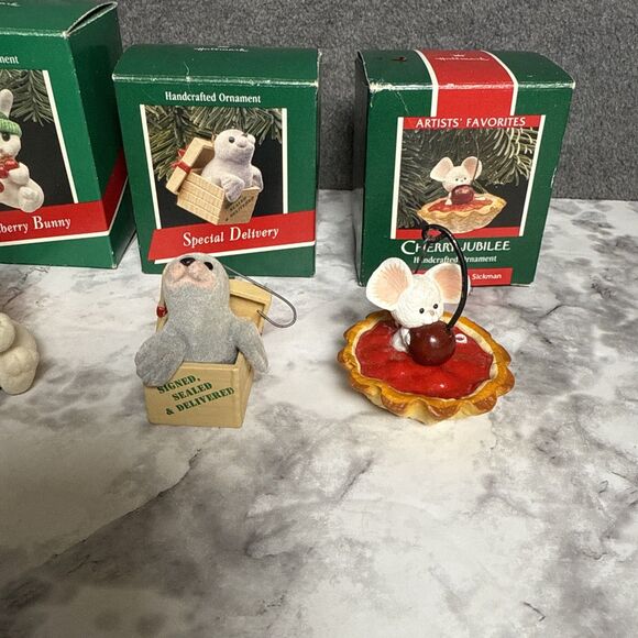 Vintage 1980's Hallmark Keepsake Christmas Ornament Lot of 13 Mouse Seal Elf Sno - Picture 11 of 12